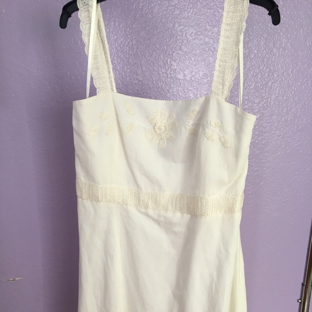 Linen sundress with embroidery detail